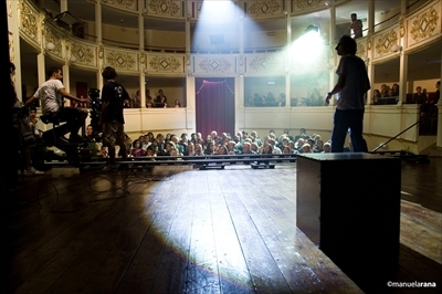 Una fase delle riprese del film "Volti"