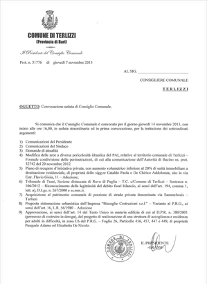 convocazione Consiglio Comunale