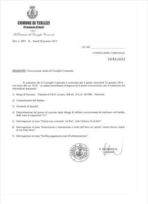 avviso di convocazione con ordine del giorno