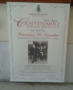 Manifesto centenario della Nascita ex Sindaco De Candia