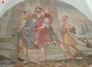 Uno degli affreschi delle lunette dell’ex convento di S. Maria la Nova