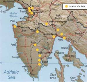 La mappa delle foibe