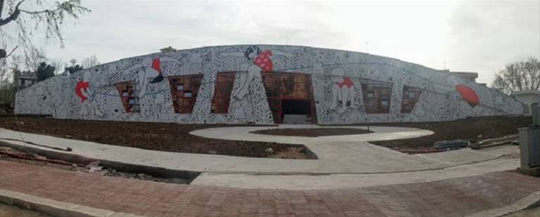 il murale del palazzetto di largo torino