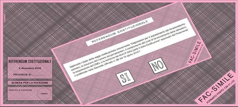 Fac simile scheda referendum costituzionale