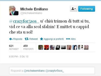 Il tweet di Emiliano