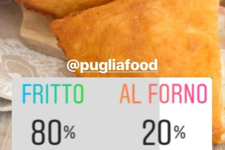 Il panzerotto fritto in una Instagram Story