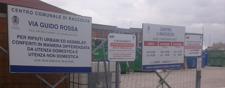 Il centro di raccolta di via Guido Rossa