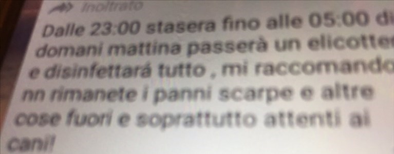 Un messaggio "fake" sull'emergenza Coronavirus
