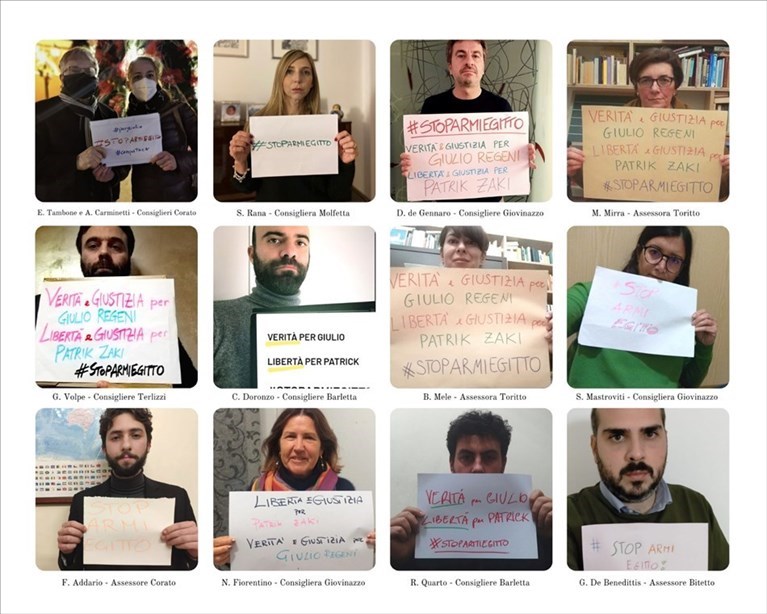 Tredici amministratori comunali locali aderiscono alla giornata internazionale per Zaki e Regeni