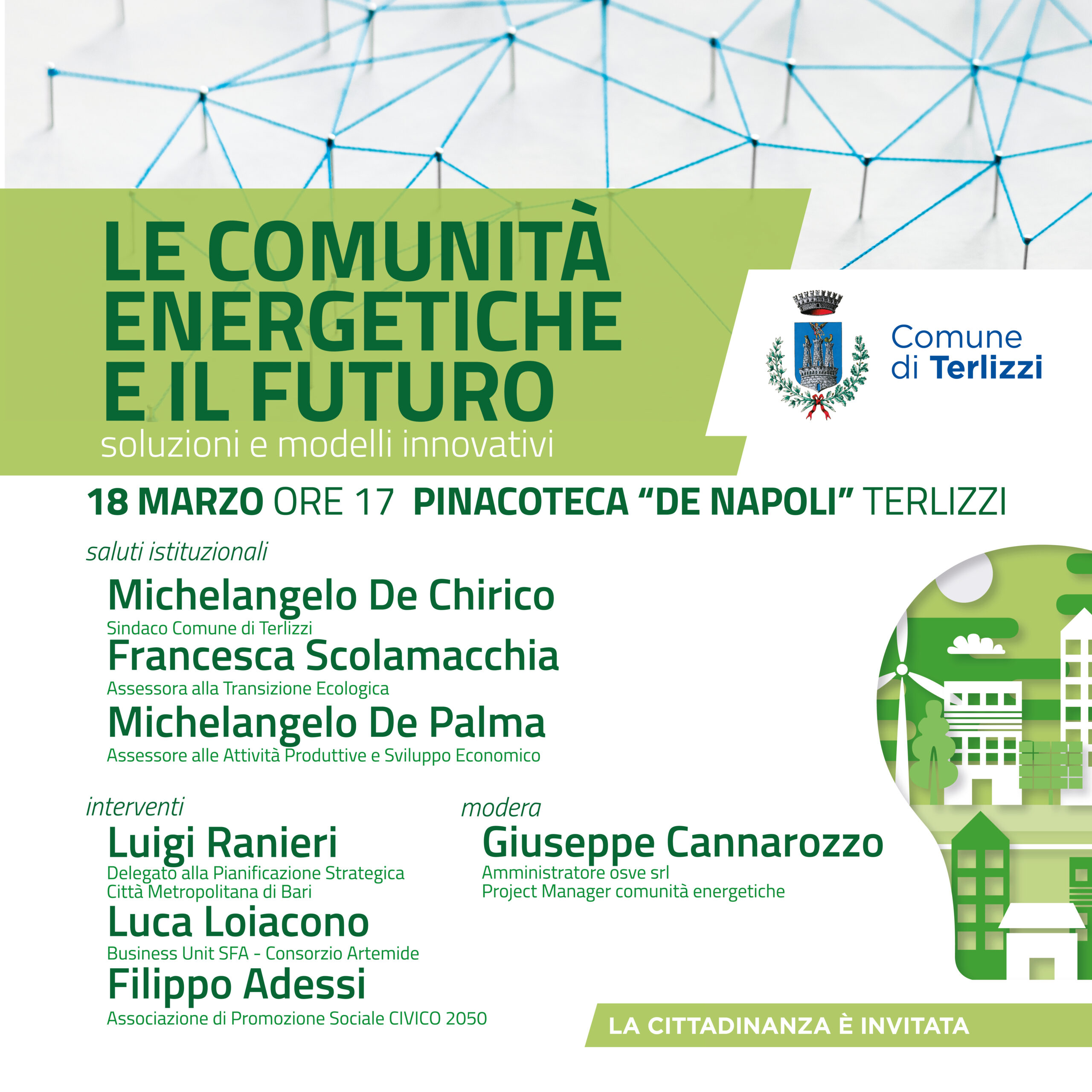 Al Comune di Terlizzi un tavolo di lavoro su Comunità Energetiche e Futuro
