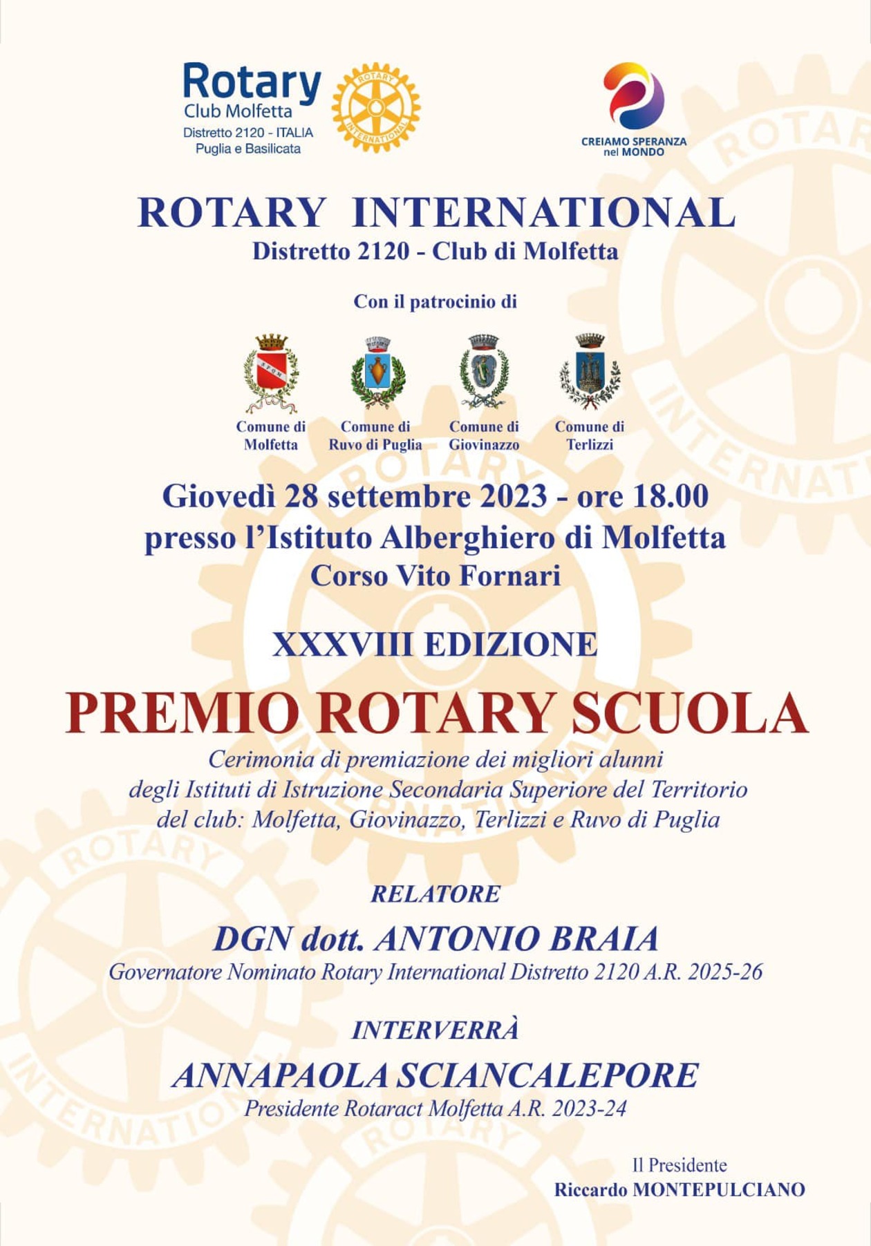 Giovedì il Premio Scuola del Rotary di Molfetta