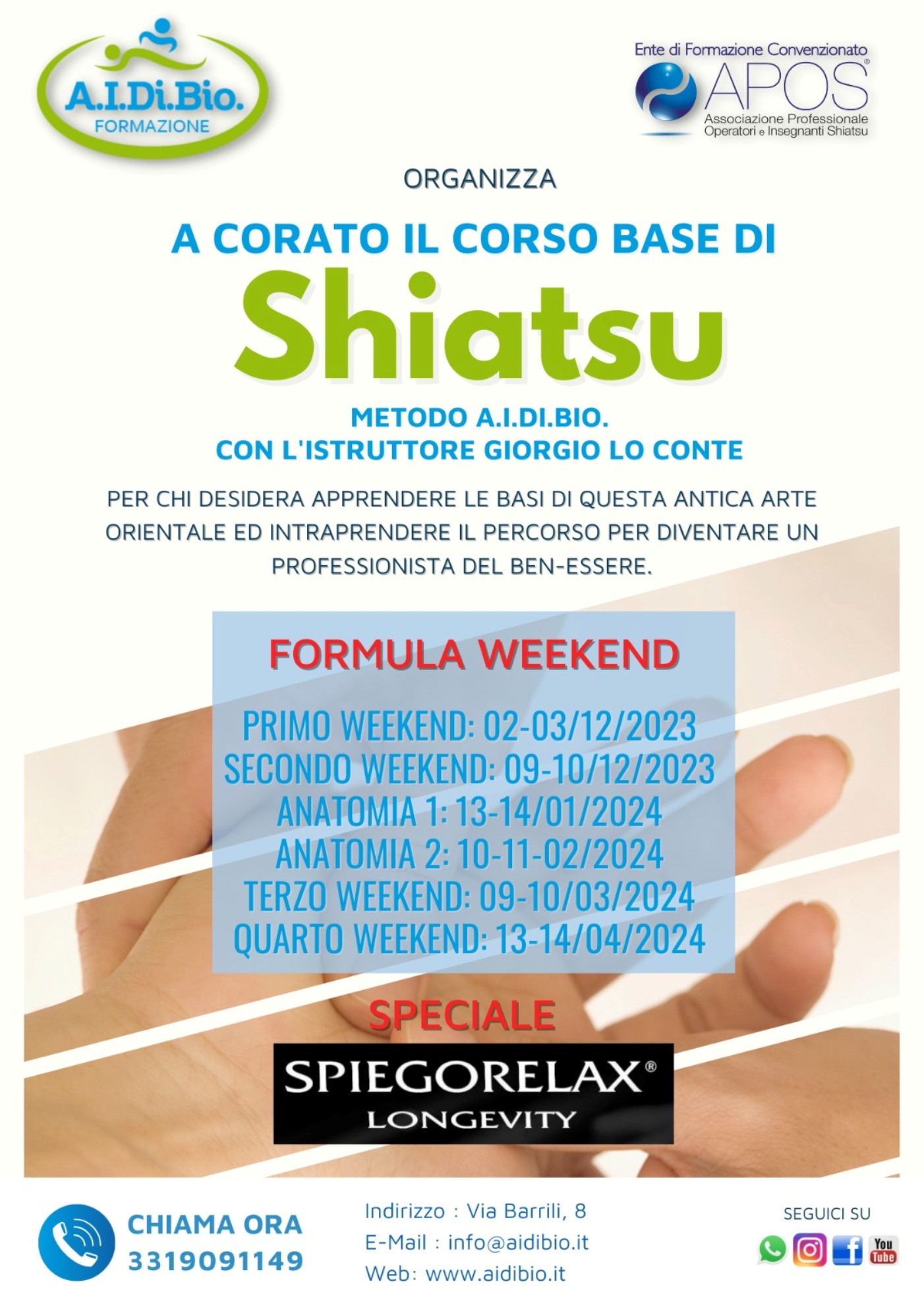 A Corato partono i corsi base di Shiatsu