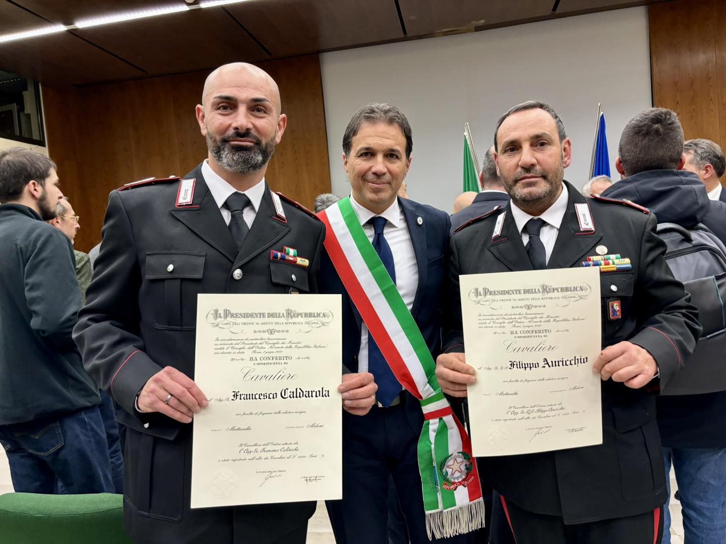 Francesco Caldarola e Filippo Auricchio Cavalieri al Merito della Repubblica Italiana