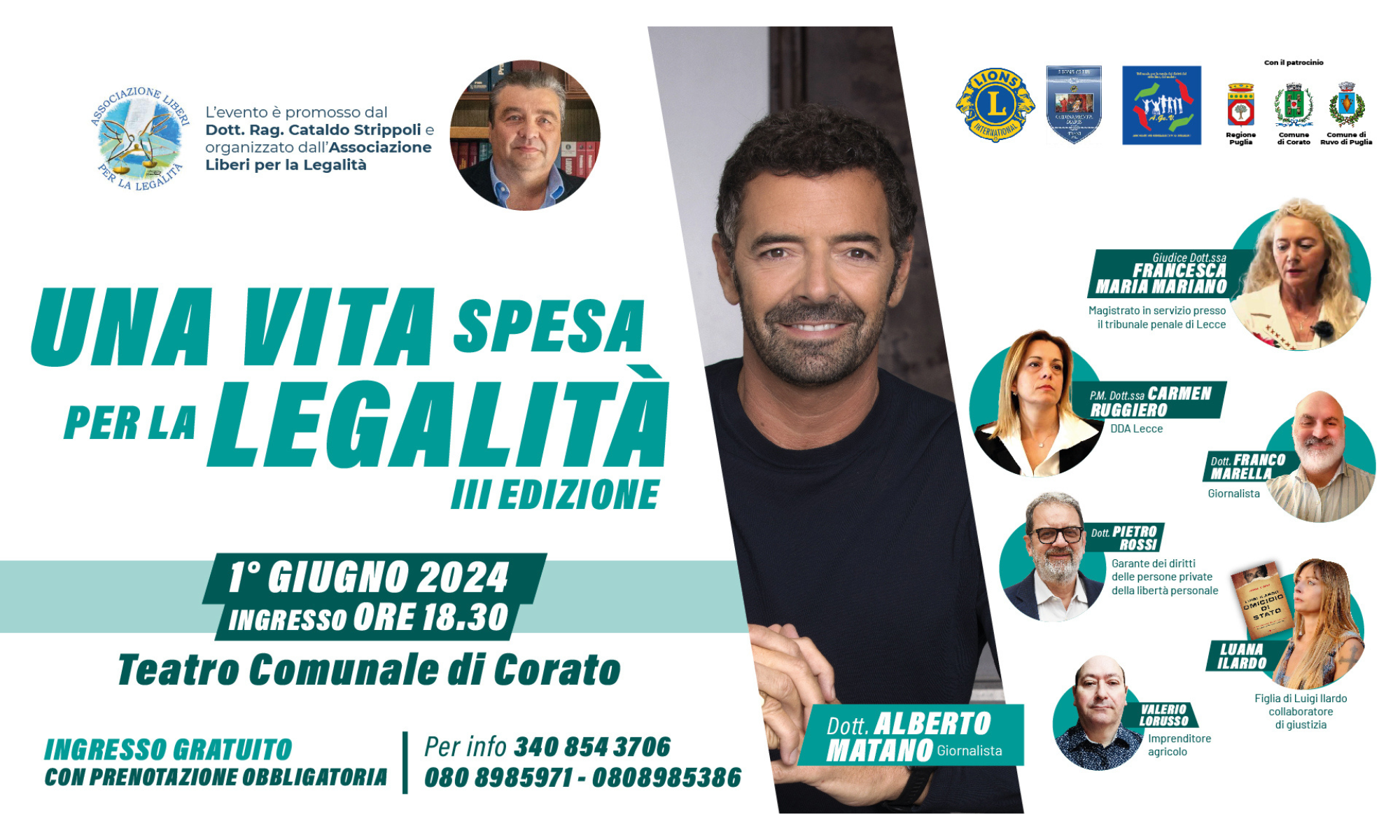 Una vita spesa per la legalità – l’evento contro la mafia al Teatro Comunale di Corato