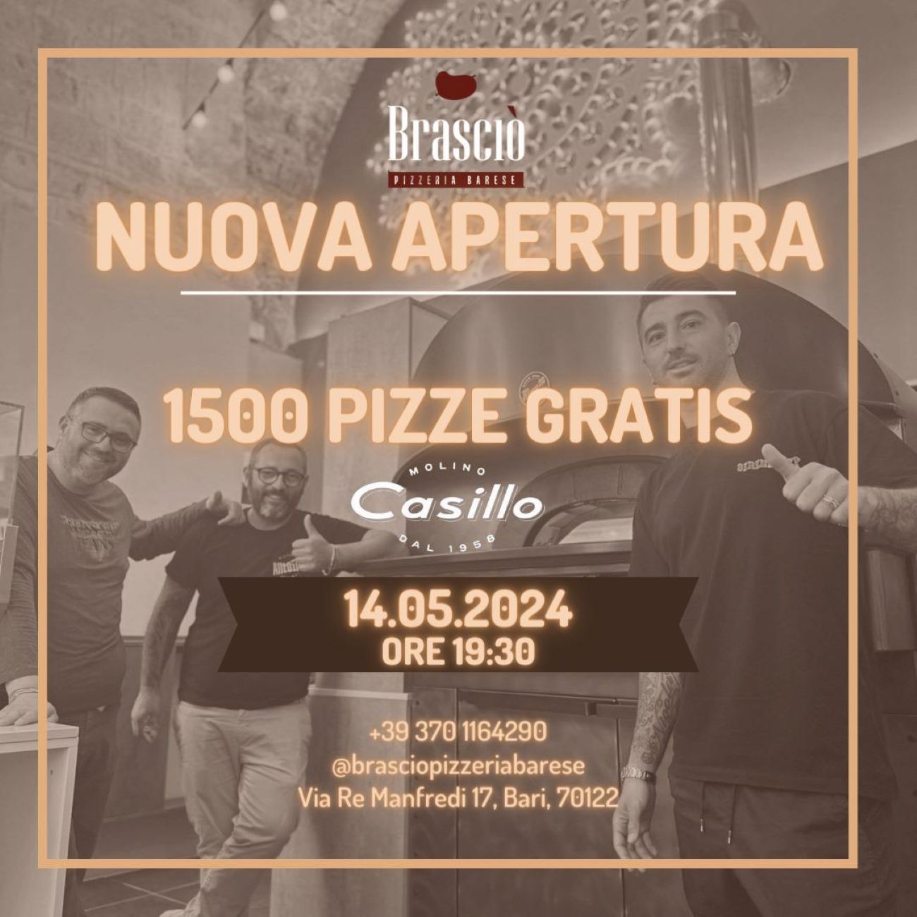 Nuova apertura! A Bari si inaugura la pizzeria Brasciò