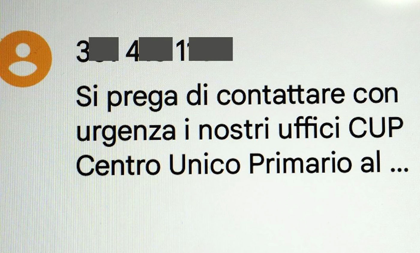 “Contatti con urgenza il Cup”: sul cellulare falsi messaggi della Asl per truffare gli utenti