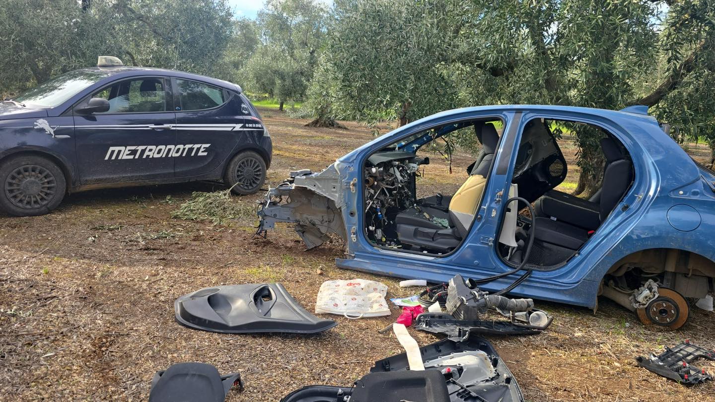 Auto rubata e “cannibalizzata” nelle campagne: ritrovata una Toyota lungo via Appia